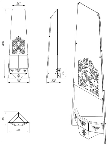 Камин садовый треугольный  "Шанырак"