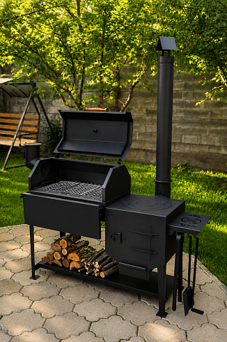 Смокер-гриль BBQ с функцией копчения и печью под казан
