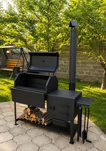 Смокер-гриль BBQ с функцией копчения и печью под казан