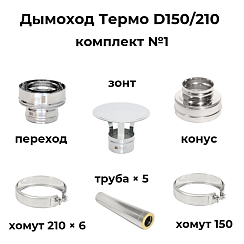 Дымоход Термо D150/210 комплект №1, Теплов и Сухов