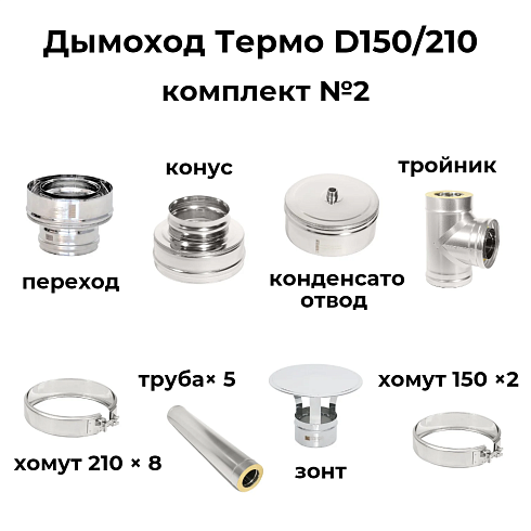 Дымоход Термо D150/210 комплект №2, Теплов и Сухов